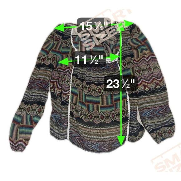 Size Medium Wet Seal Vintage Printed Long Sleeve Sheer Top - Picture 2 of 2